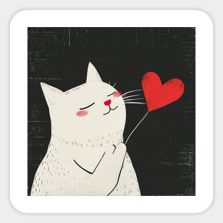 Cat holding heart Sticker